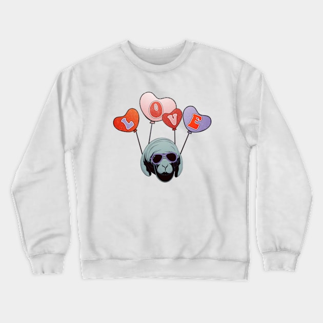 manatee floats on balloons Crewneck Sweatshirt by GraphGeek